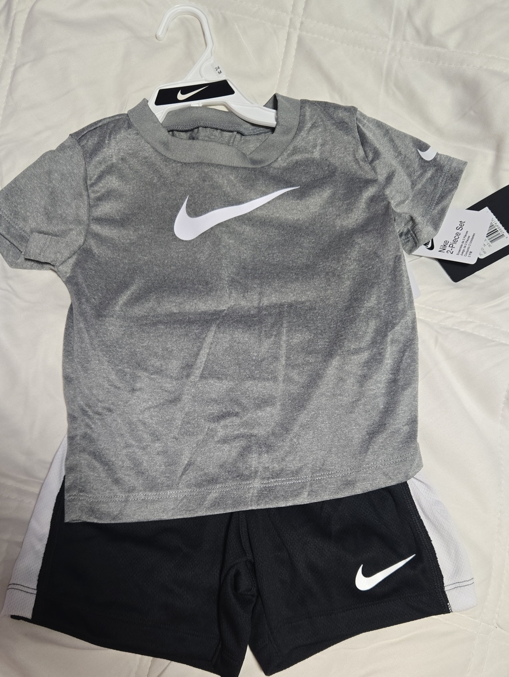 Nike Gray & Black Boys' Short Sleeve Athletic Tee and Shorts Set